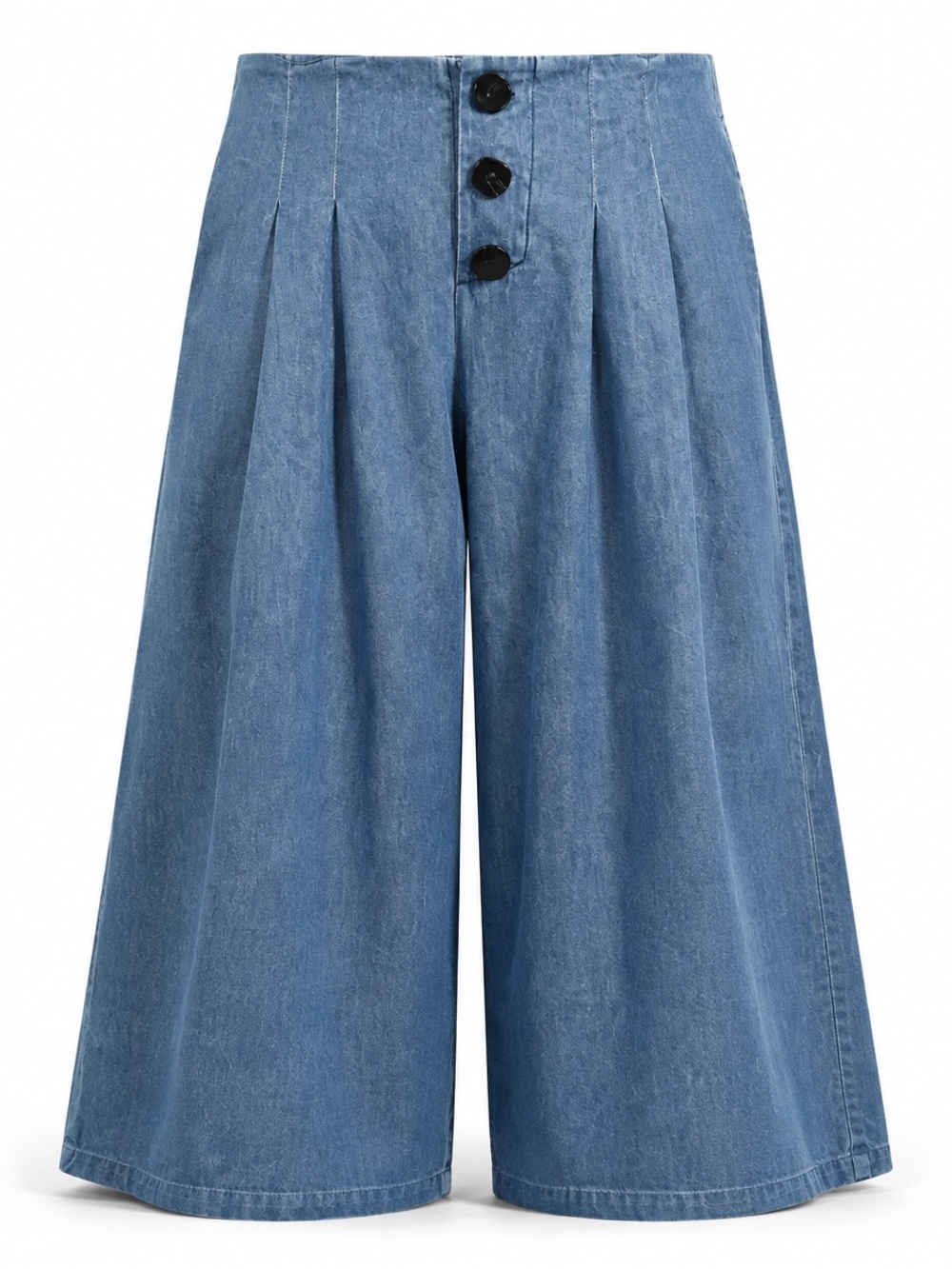 Eloquii Denim Look Wide Leg Cropped Pants High Rise Pleated Size 14